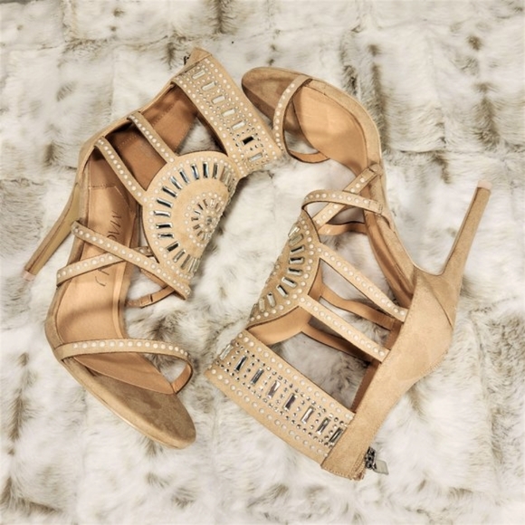 Mack J  Nude Closed Back 4.5" High Heel Sandal Shoe Sizes 10 & 11 - Picture 6 of 9